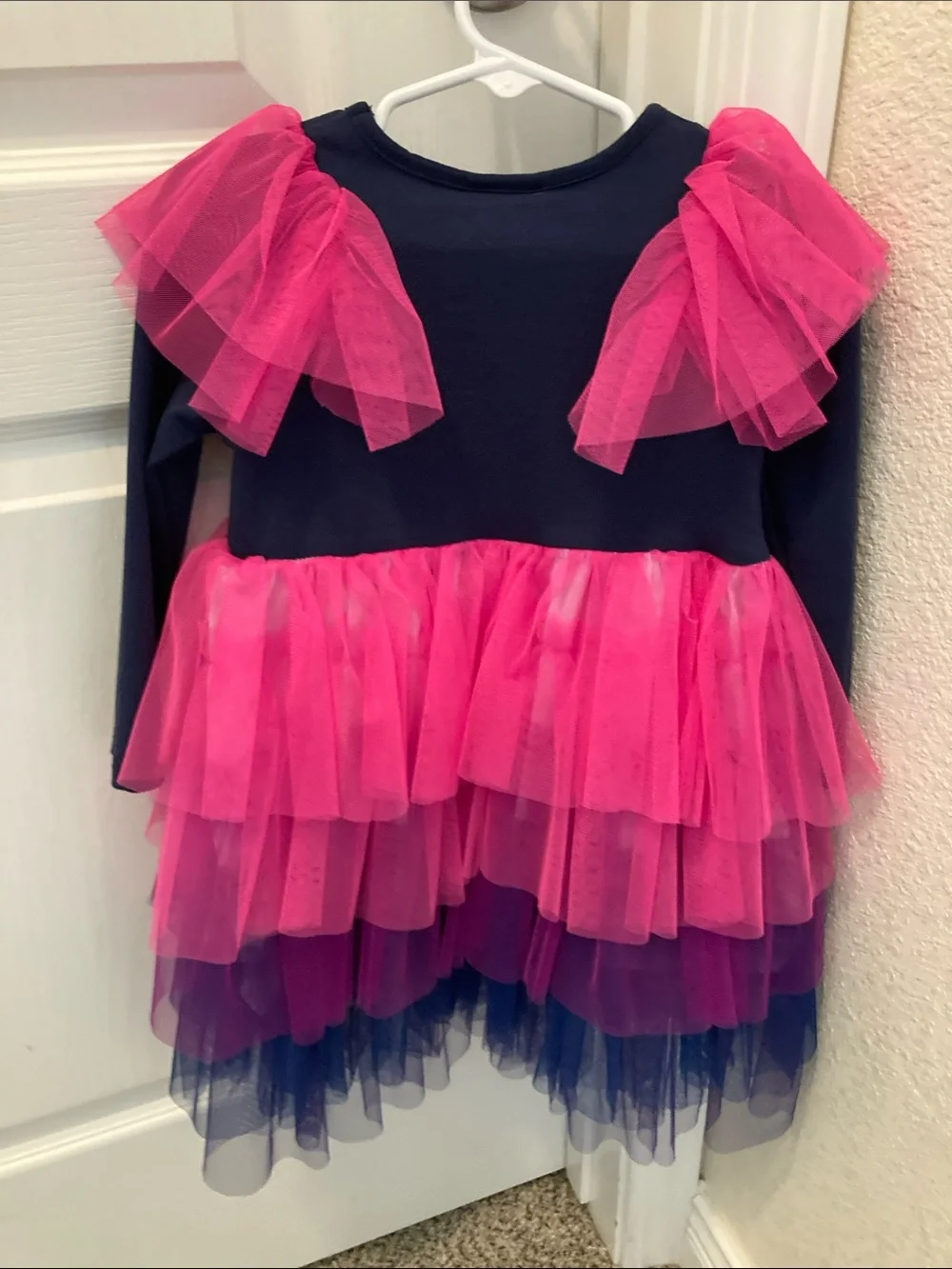 2-3 yrs Girls Navy & Hot Pink Unicorn Tulle Dress
